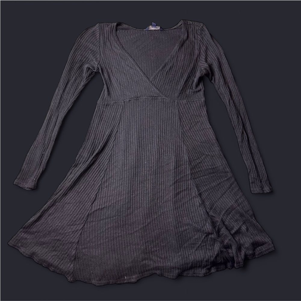 American Eagle black ribbed knit skater dress